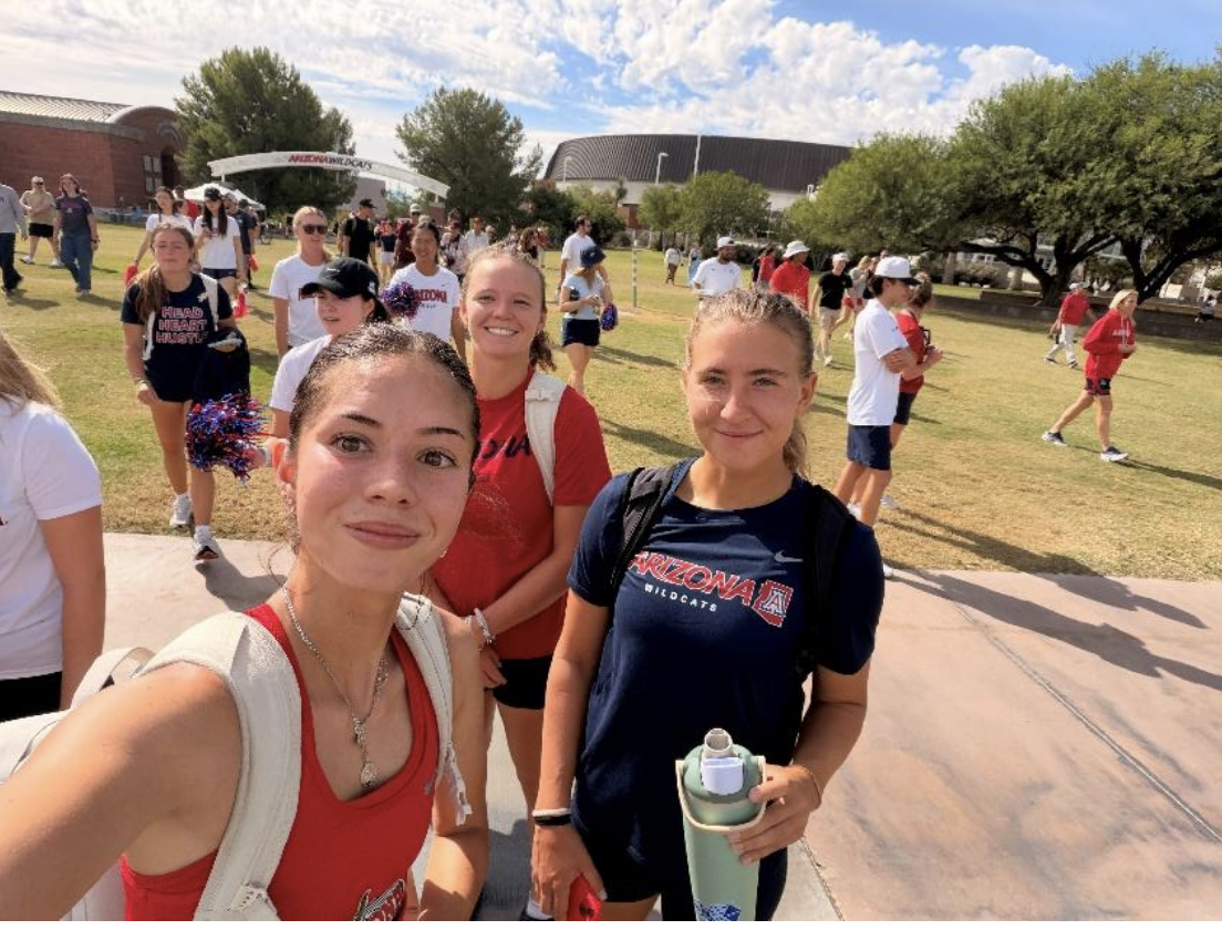 Group of Arizona student-athletes taking a selfie on the way to a Code Red event